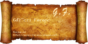 Géczi Ferenc névjegykártya
