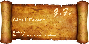 Géczi Ferenc névjegykártya